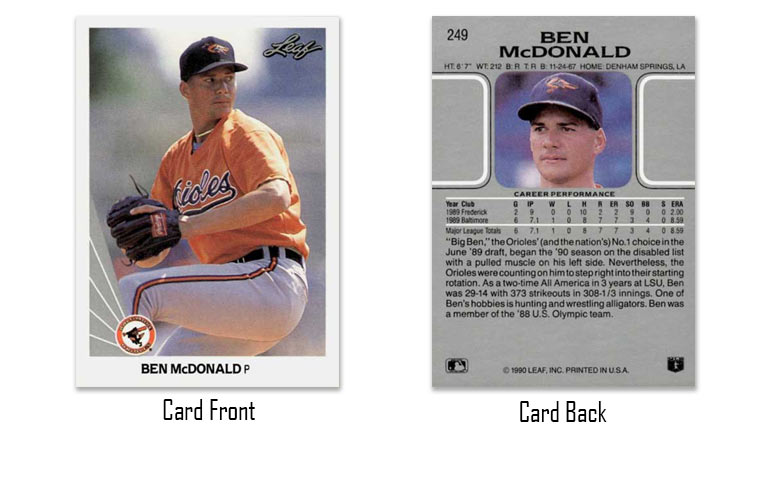 1990 Leaf baseball Ben McDonald rookie card