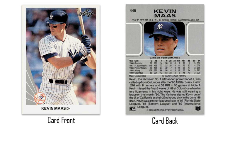1990 Leaf baseball Kevin Maas rookie card