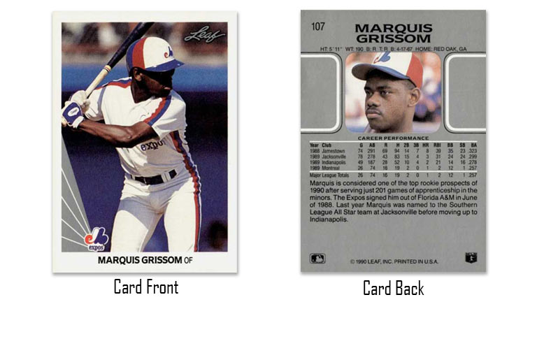 1990 Leaf baseball Marquis Grissom rookie card