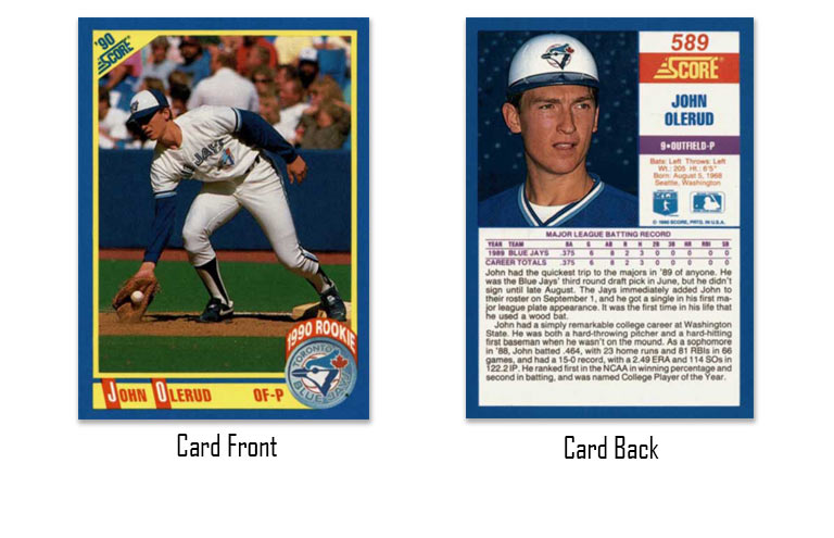 1990 Score baseball John Olerud rookie card