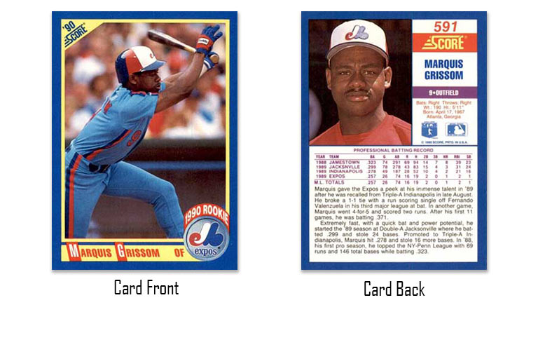 1990 Score baseball Marquis Grissom rookie card