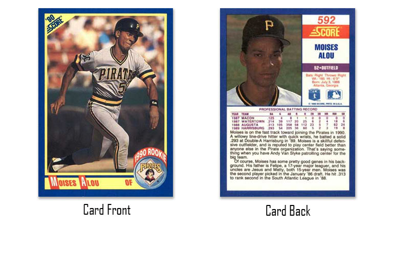1990 Score baseball Moises Alou rookie card