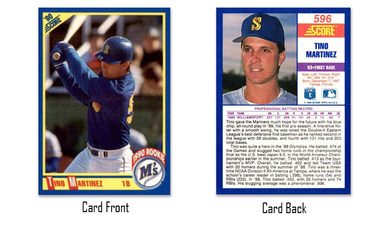 1990 Score baseball Tino Martinez rookie card