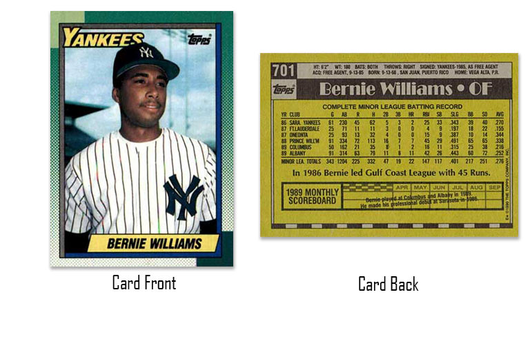1990 Topps baseball Bernie Williams rookie card