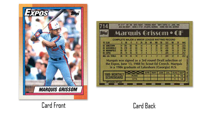 1990 Topps baseball  Marquis Grissom rookie card