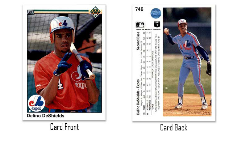 1990 Upper Deck baseball Delino DeShields rookie card