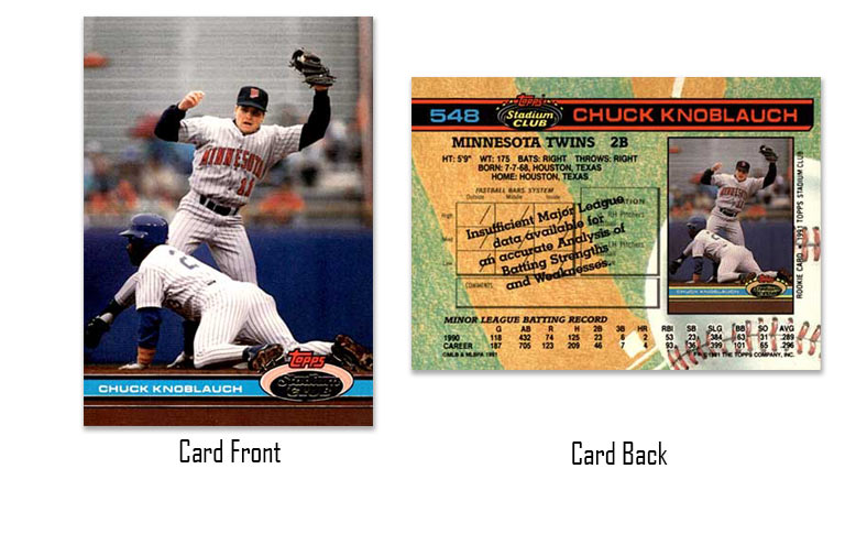 1991 Topps Stadium Club Chuck Knoblauch rookie card
