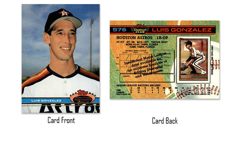 1991 Topps Stadium Club Luis Gonzalez rookie card