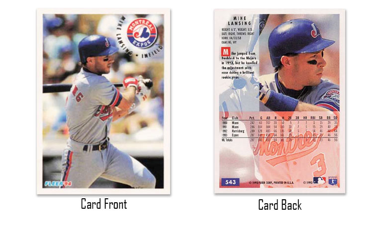 1994 Fleer baseball Mike Lansing rookie card