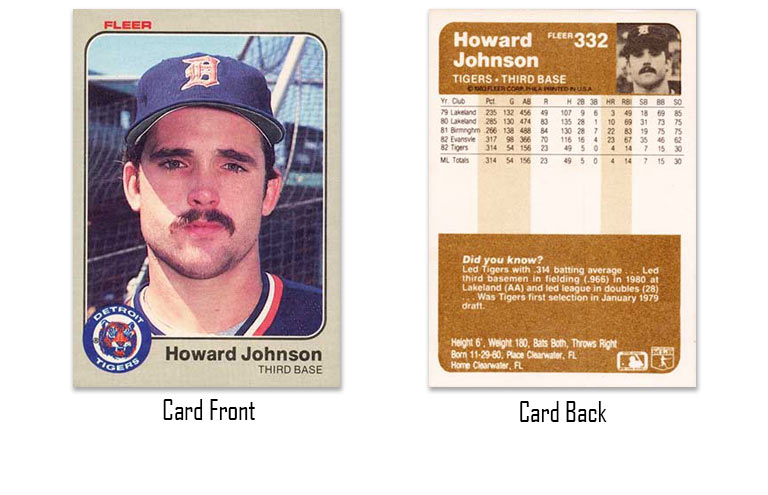 1983 Fleer baseball Howard Johnson rookie card