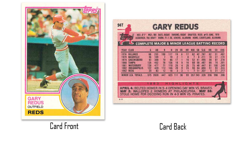 1983 Topps Traded Gary Redus rookie card