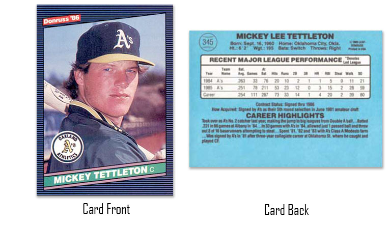 1986 Donruss Mickey Tettleton rookie card