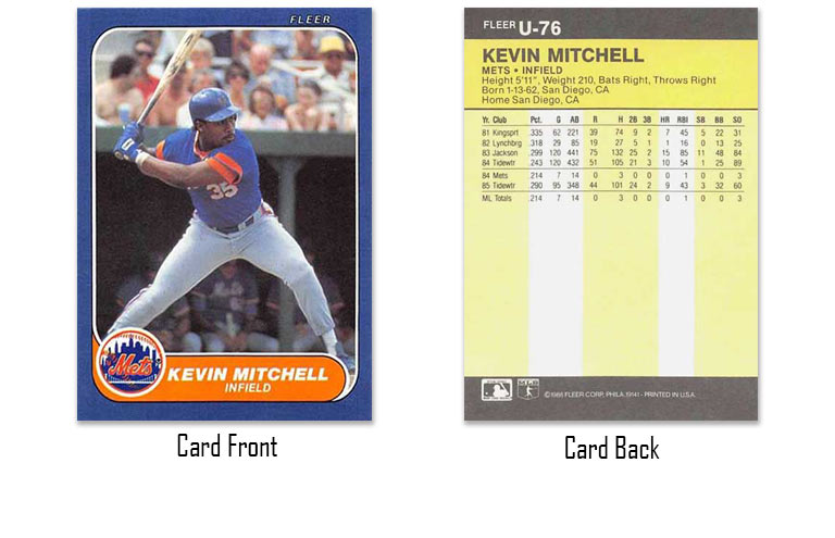 1986 Fleer Update Kevin Mitchell rookie card