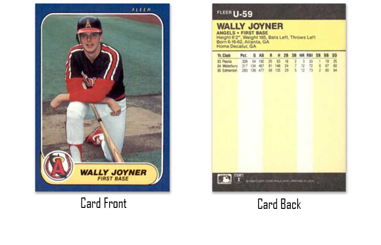 1986 Fleer Update Wally Joyner rookie card