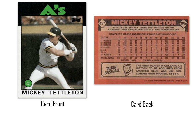 1986 Topps baseball Mickey Tettleton rookie card