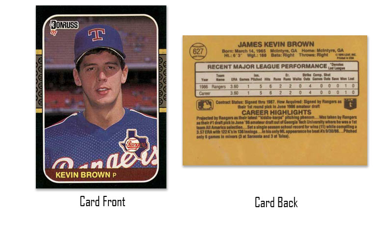 1987 Donruss baseball Kevin Brown rookie card