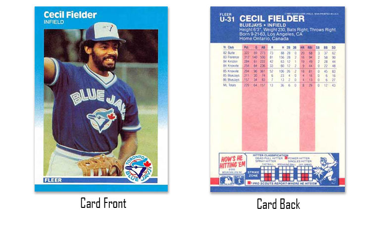 1987 baseball Fleer Update Cecil Fielder rookie card
