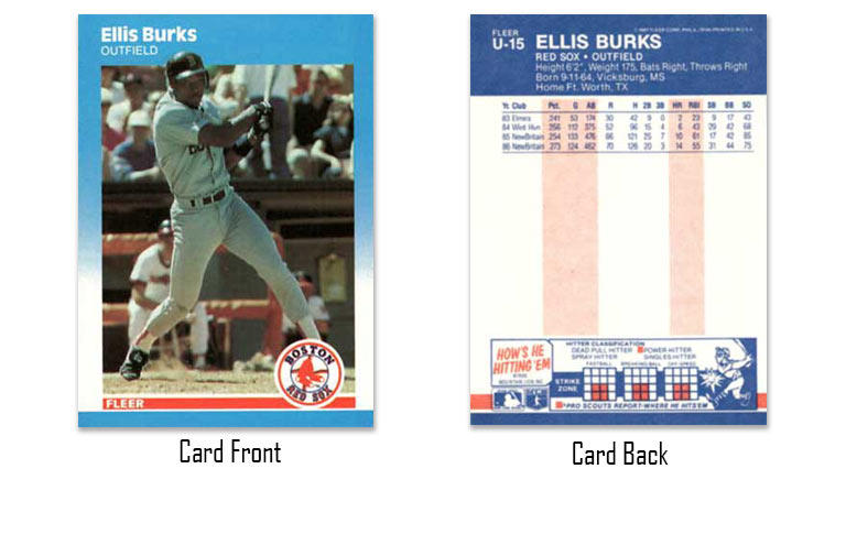1987 Fleer Update baseball Ellis Burks rookie card