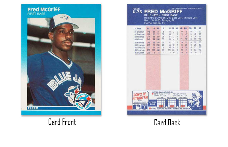 1987 Fleer Update baseball Fred McGriff rookie card
