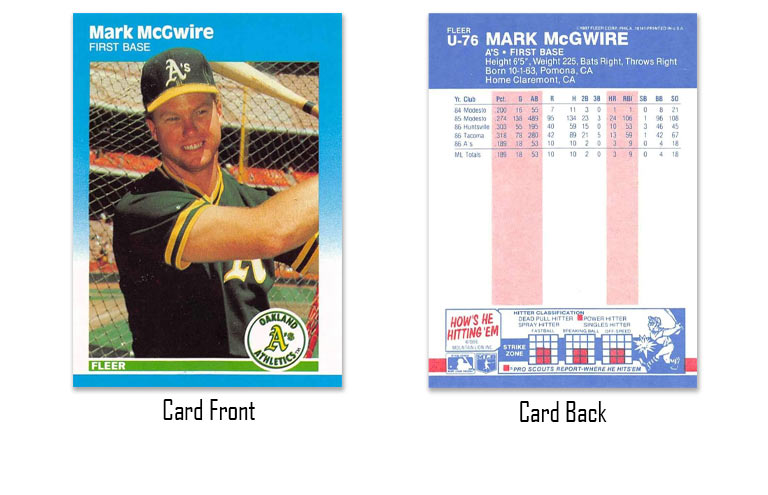 1987 Fleer Update baseball Mark McGwire rookie card