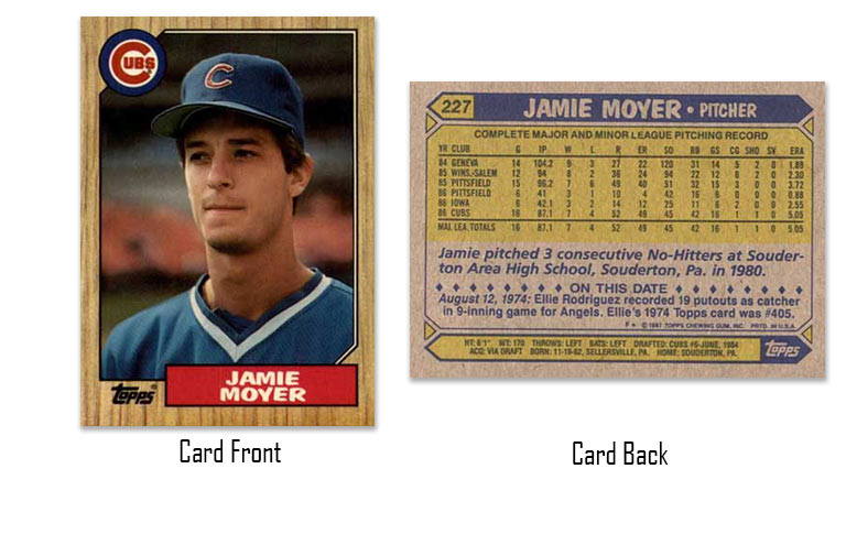 1987 Topps baseball Jamie Moyer rookie card