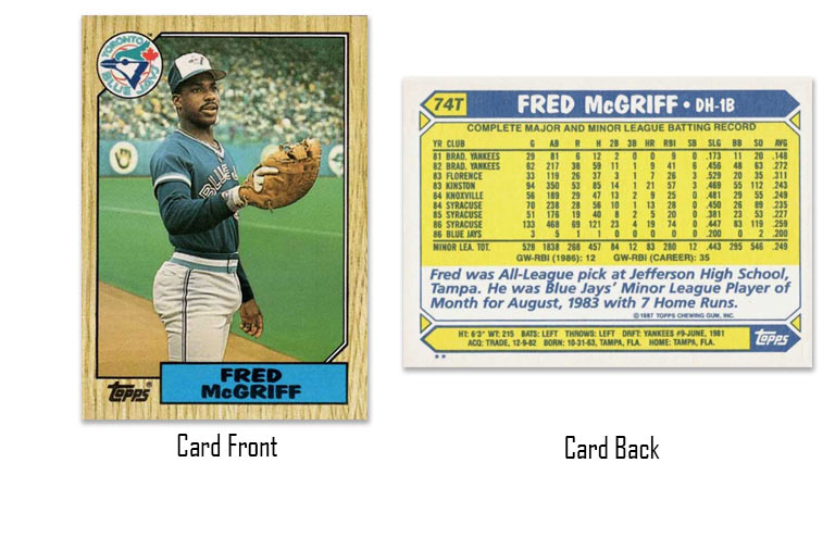 1987 Topps Traded Fred McGriff rookie card