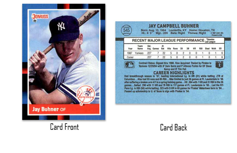 1988 Donruss Jay Buhner rookie card