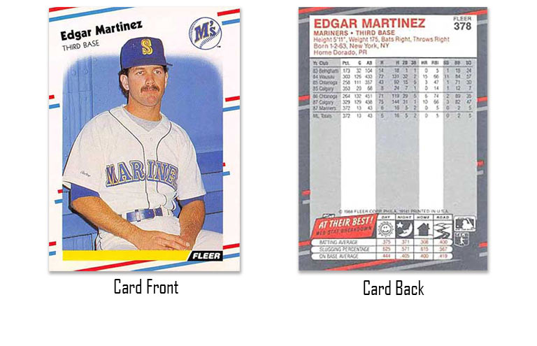 1988 Fleer baseball Edgar Martinez rookie card