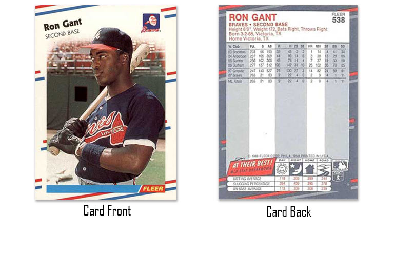 1988 Fleer baseball Ron Gant rookie card