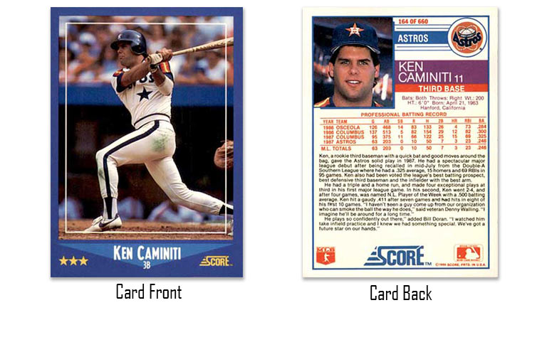 1988 Score baseball Ken Caminiti rookie card