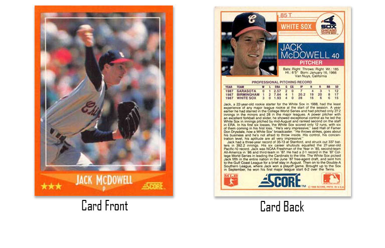 1988 Score Traded Jack McDowell rookie card