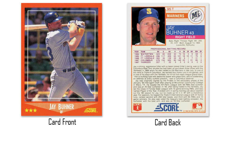 1988 Score Traded Jay Buhner rookie card