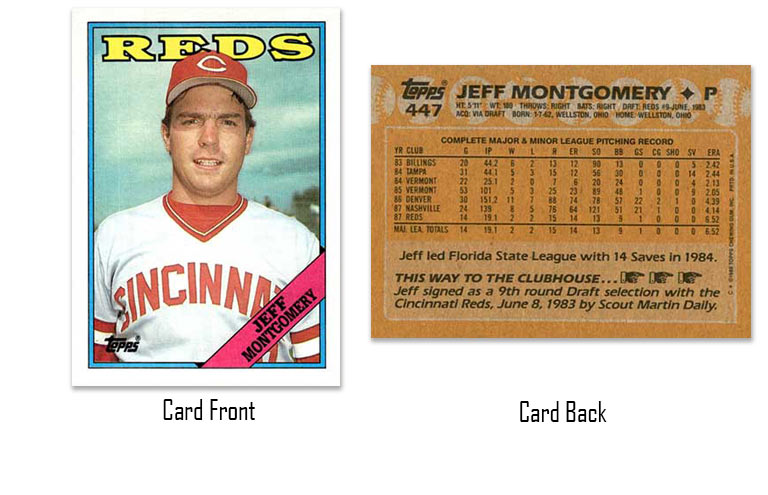 1988 Topps baseball Jeff Montgomery rookie card