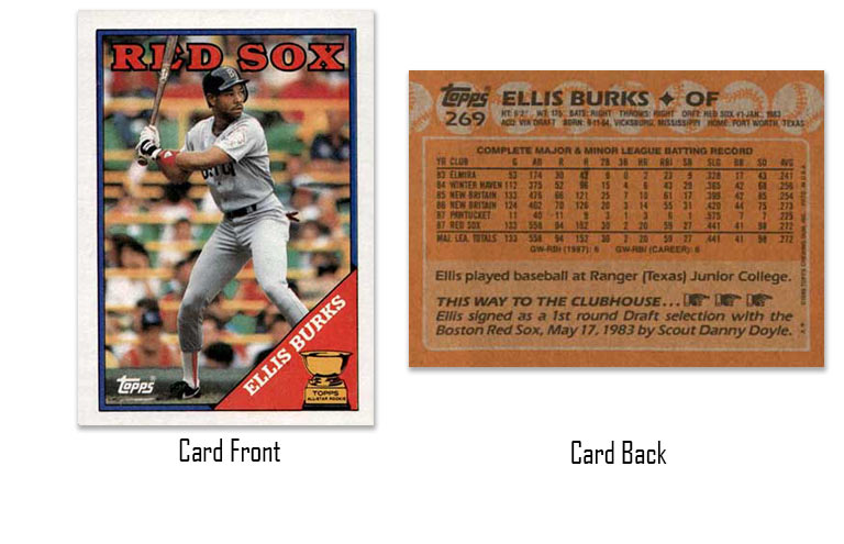 1988 Topps baseball Ellis Burks rookie card
