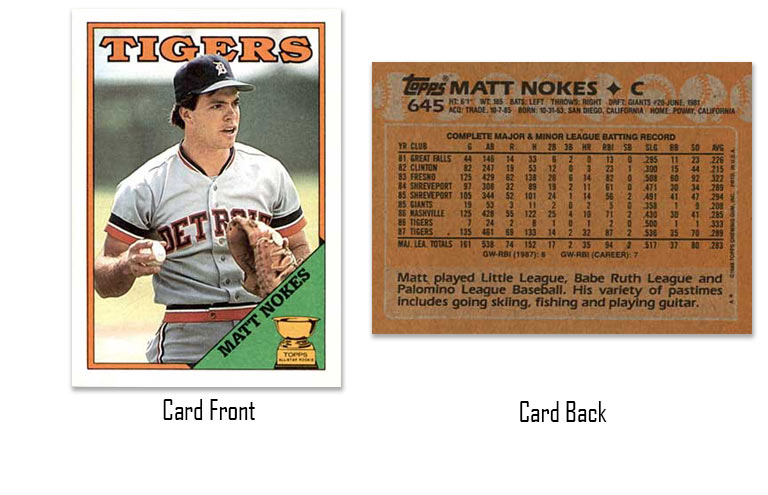 1988 Topps baseball Matt Nokes rookie card