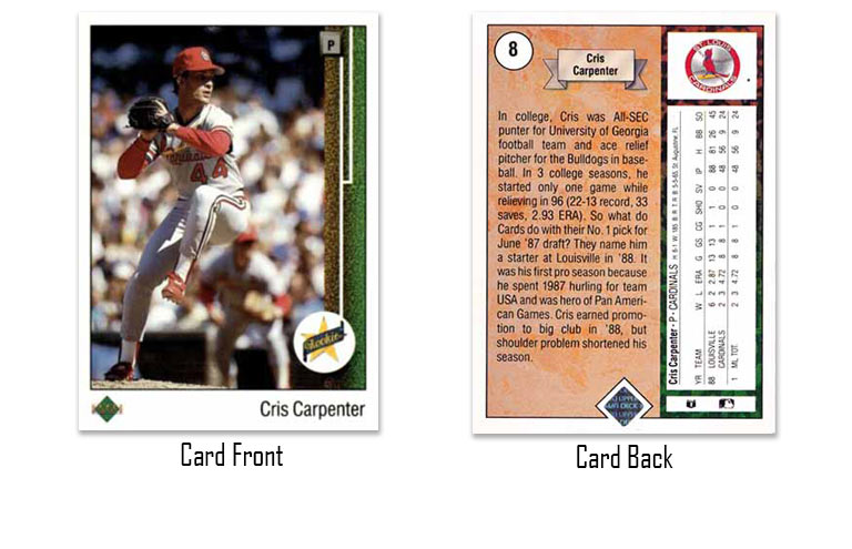 1989 Upper Deck Cris Carpenter Star rookie card