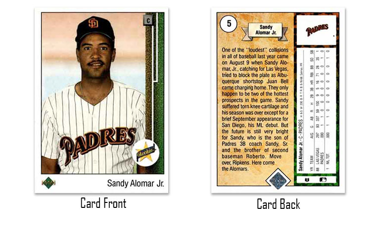 1989 Upper Deck Sandy Alomar Jr. Star rookie card