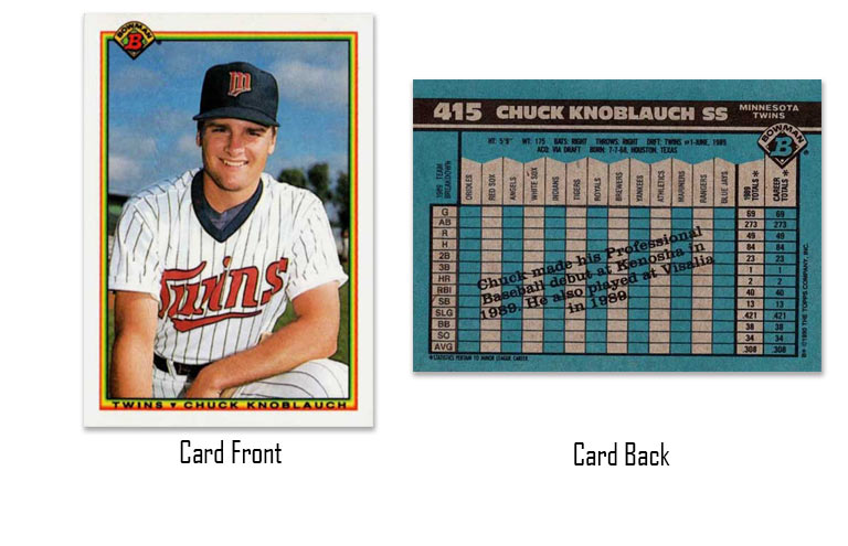 1990 Bowman baseball Chuck Knoblauch rookie card