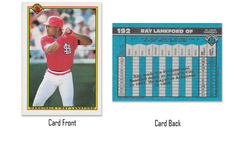 1990 Bowman baseball Ray Lankford rookie card