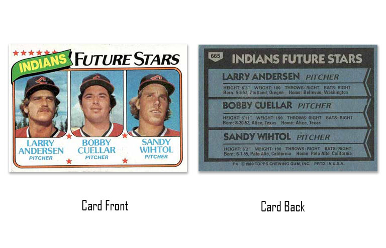 1980 Topps baseball Indians Future Stars #665
