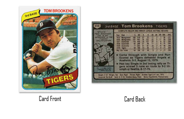 1980 Topps baseball Tom Brookens rookie card