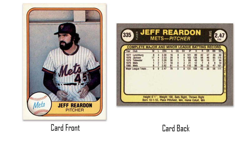1981 Fleer baseball Jeff Reardon rookie card