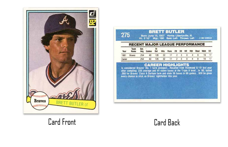 1982 Donruss Brett Butler rookie card