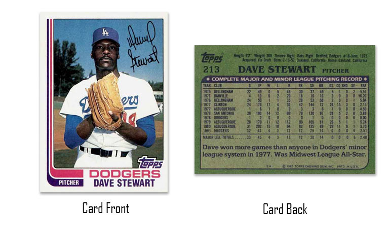 1982 Topps baseball Dave Stewart rookie card