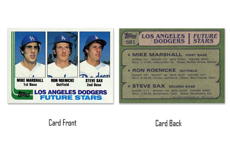 1982 Topps baseball Dodgers Future Stars card