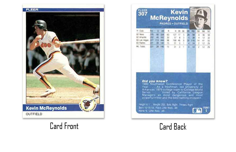 1984 Fleer Kevin McReynolds rookie card