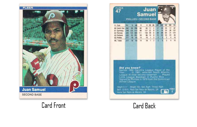 1984 Fleer Juan Samuel rookie card