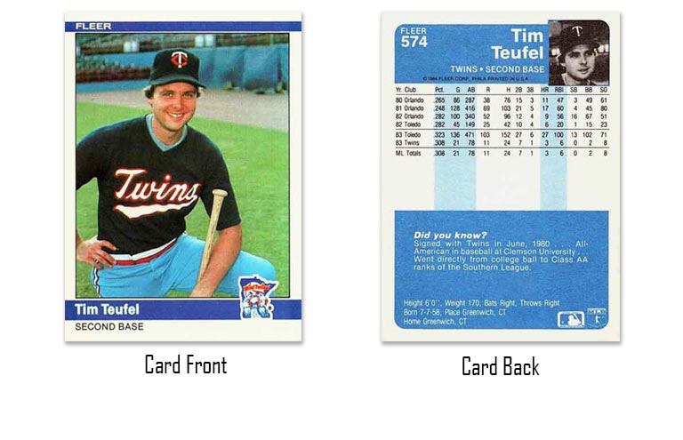 1984 Fleer Tim Teufel rookie card
