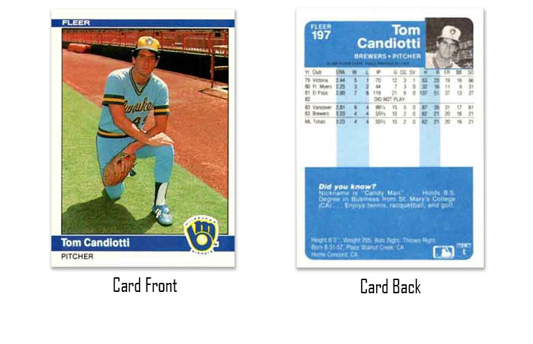 1984 Fleer Tom Candiotti rookie card