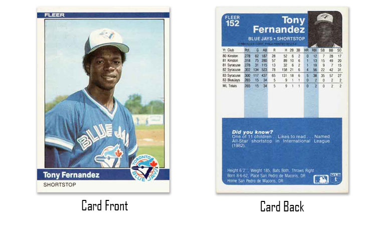1984 Fleer Tony Fernandez rookie card